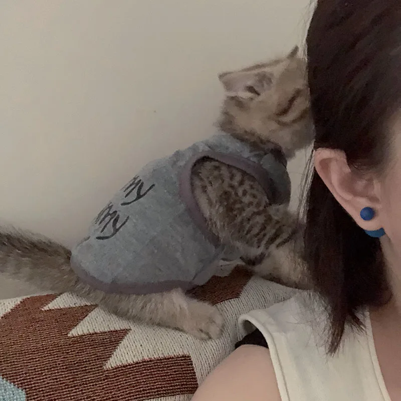 Одежда для домашних животных «I Love Mommy», одежда для кошек собак, футболки, летняя дышащая футболка для котенок кошек, щенков, маленьких собак