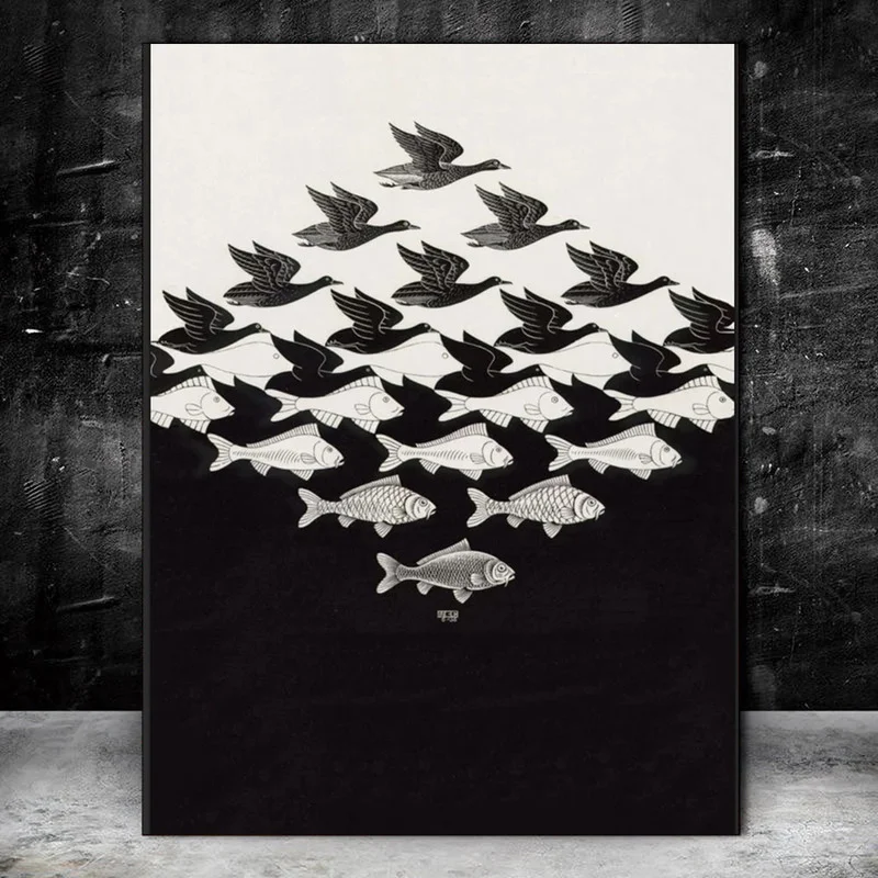 Cielo E Acqua, 1938 M.C. Escher Movie Poster And Print Wall Canvas Painting Art Picture For Living Room Bedroom Modern Home Decor