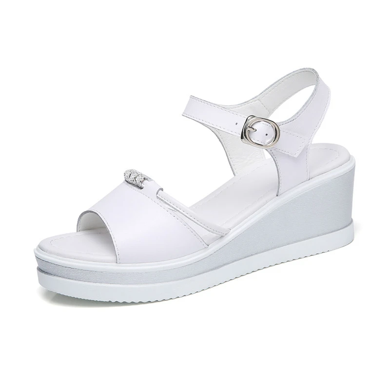 sandalias para mujer sandalias blancas planas con taco de verano para damas peep toe altos plataforma chanclas blancas Sandalias de tacón| | - AliExpress