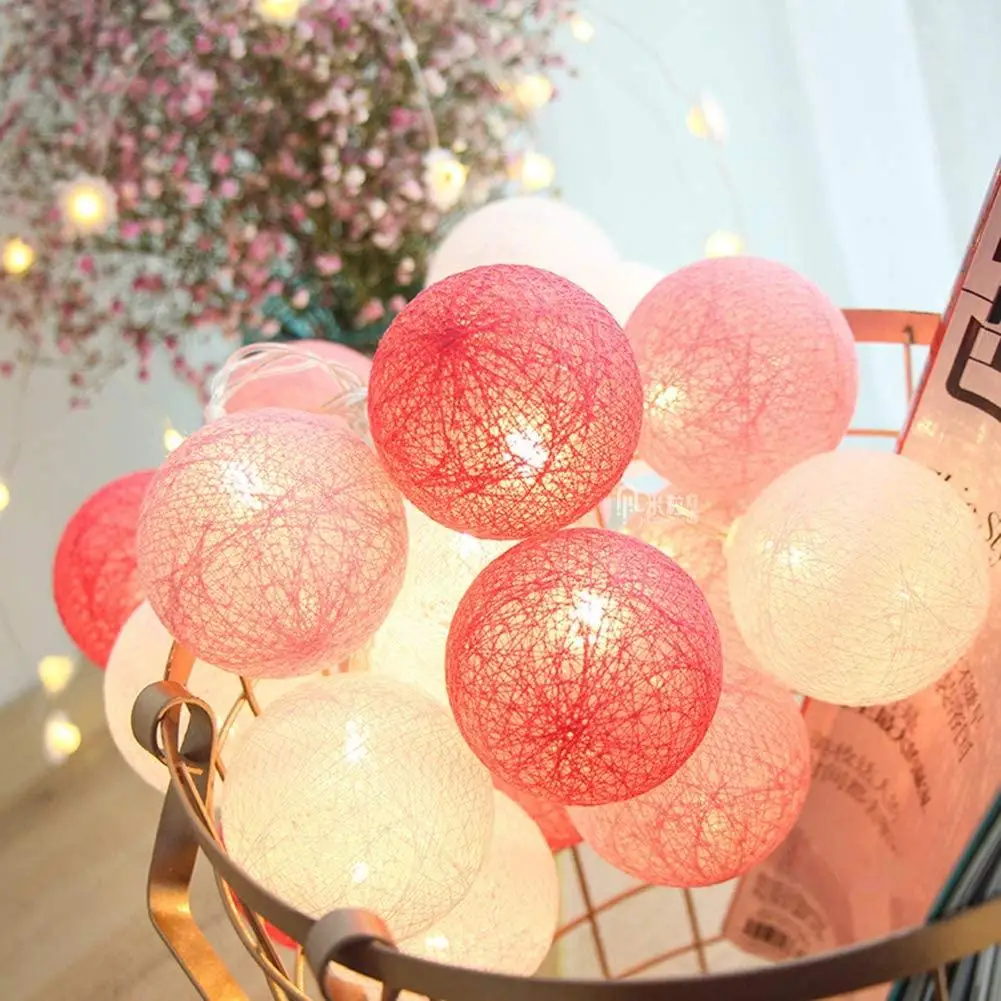 Guirlande lumineuse boule de coton à LED, lumière clignotante colorée,  décoration pour chambre à coucher, noël, vacances - AliExpress
