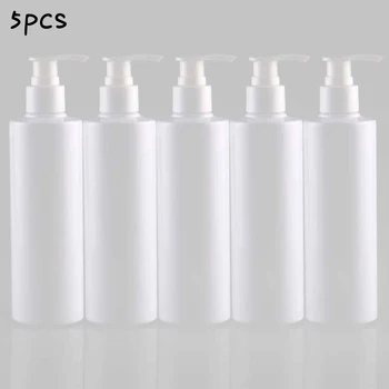 

5PCS 250ML PET White Dispensing Lotion Pump Bottles Fluid Refillable Made Of High Quality Material Bottling Plastic Bottle Screw