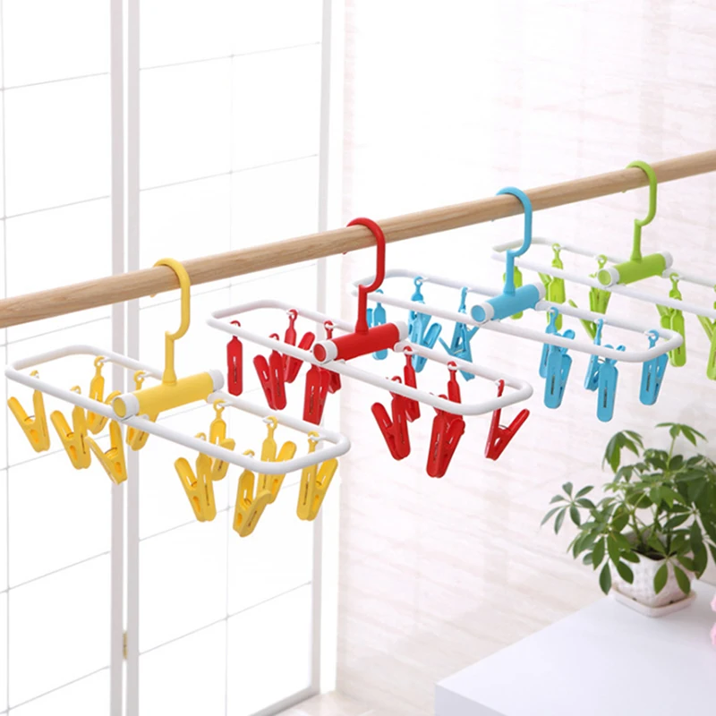 10 Clips Hot Sale Pants rack Drying tray Multi-function Plastic multi-clip hangers Drying socks Drying rack hangers