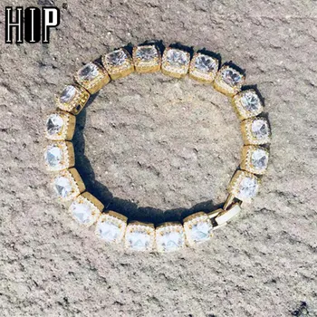

Hip Hop 10MM Tennis Chain Bling Iced Out Cubic Zirconia Bracelet Geometric Square AAA CZ Stone Bracelets Men Women Jewelry