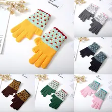 

Stylish Cute Touch Screen Jacquard Gloves Korean Style Warm Knitted Imitation Cashmere Gloves Popular Female Accessories