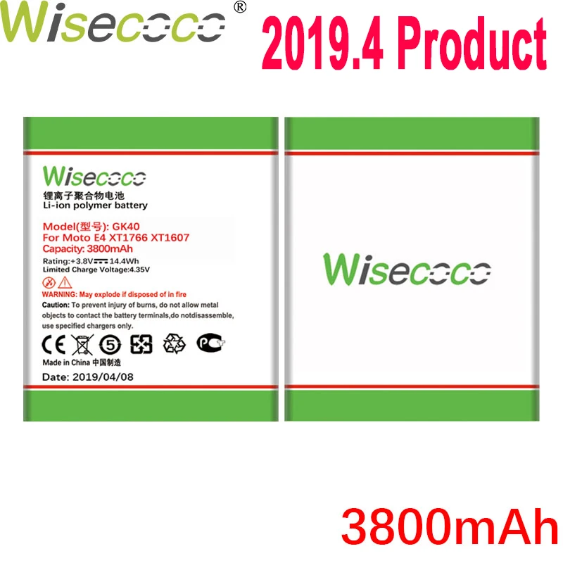 

WISECOCO 3800mAh GK40 Battery For Motorola Moto G4 Play For Moto E4 XT1766 XT1607 XT1609 XT1600 MOT1609BAT Phone+Tracking Number