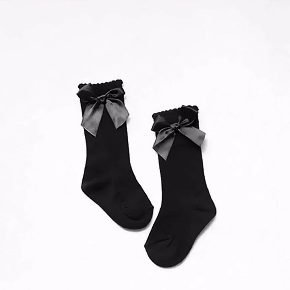 Black Socks Носки для малышей от 0 до 4 лет хлопковые детские гольфы с кружевным бантом для девочек кружевные гольфы для девочек хлопковые носки с бантом для малышей - Цвет: Black Socks