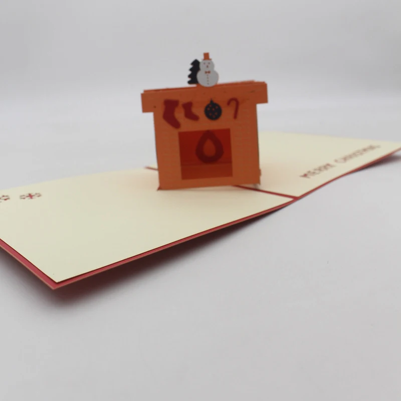  3D Handmade Cartoon Xmas Home Fireplace Paper Invitation Greeting Cards PostCard Merry Christmas Ch - 4.00031E+12