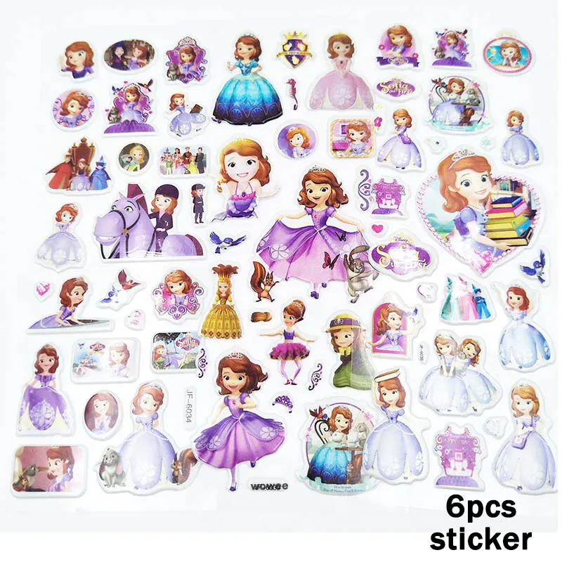 6pc Sticker 6 шт./компл. София мультяшную тему вечерние головные уборы детский день рождения поставки София Шапки детского дня рождения праздника вечерние украшения девочкам непременно понравится - Цвет: 6pc Sticker