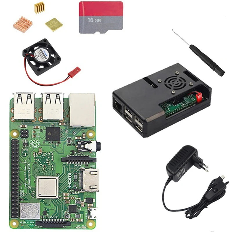 

IG-Eu Plug Raspberry Pi 3 Model B Plus With Wifi And Bluetooth+Abs Case+Cpu Fan+3A Power With On/Off Switch+Heatsink Pi 3 B+ Pi