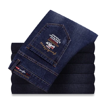 

Hot sale Top quality Mens Jeans Shark pants Brand Eden Men Straight Dark blue pants Fashion Designer Jeans