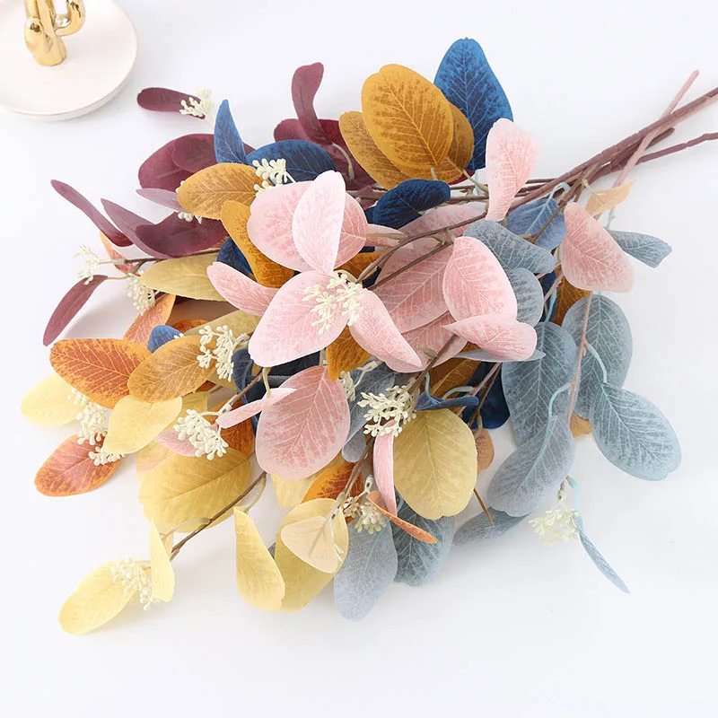 Description Picture 4 of item54cm Artificial Eucalyptus Leaves with Fruit Morandi Wedding Floral Arrangement Olive Branch Home Decor Fake Flowers