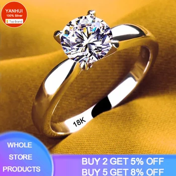 ¡Venta a pérdida! Anillo de oro blanco de 18K de lujo para mujer, joyería de boda de alta calidad, anillo de propuesta de diamante de circonia Natural, regalo