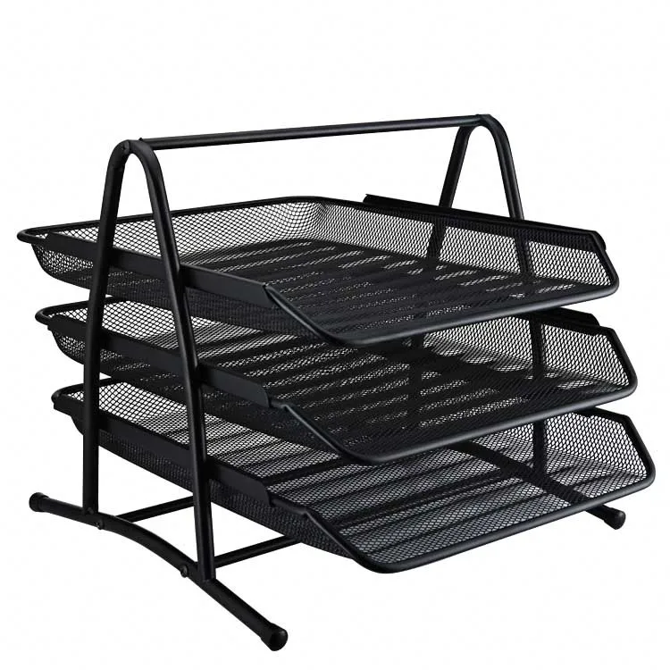 

Huajie H0938 Three Layer Metal Iron Mesh File Disk Office Hanaper File Holder File Column File Tray