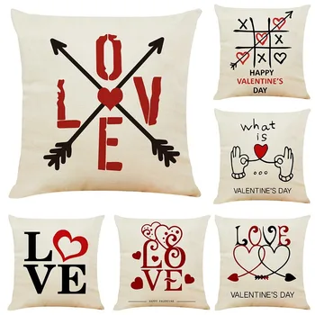

Valentine's Day Decoration Pillows for Couple Red Heart Arrow Shape I LOVE YOU Cushion Home Sofa Car