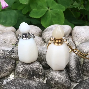 

Yellow Stone Necklace Pointed Bottle Cap Perfume Bottle pendant,Essential Oil Diffuser, gift necklace.