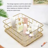 S L Size Storage Basket Golden Iron Storage Basket Multifunctional Wire Mesh Desktop Storage Organizer for Home Wicker Supplies 1