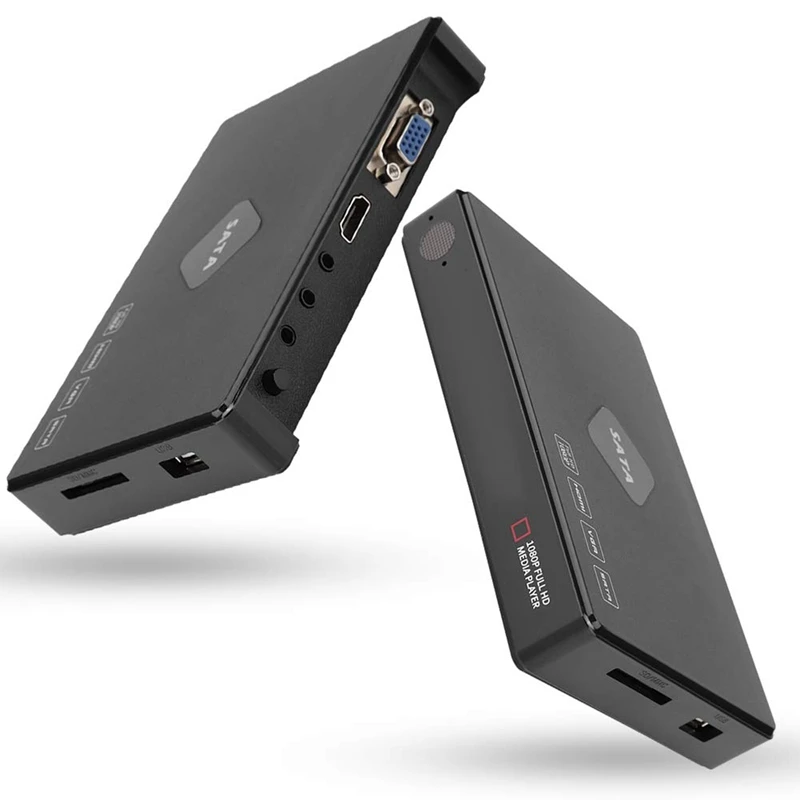 Mini Full HD 1080P 2.5 Inch SATa HDD Player Video Audio Media with HDMI/VGA/AV/USB/SD/MMC/Optical Output EU Plug