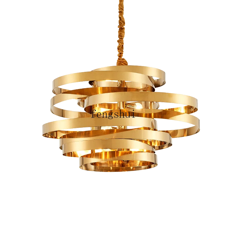 Nordic Stainless Steel Gold LED pendant lights lighting Circular Tornado Atmosphere pendant lamp luxury dining room hanging lamp