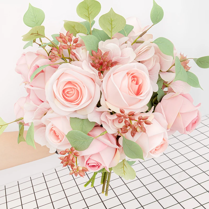 Красивые большие розы, искусственные цветы для свадебного букета предмет интерьера картина с розами шелковые большие поддельные бутоны роскошный пластиковый стержень