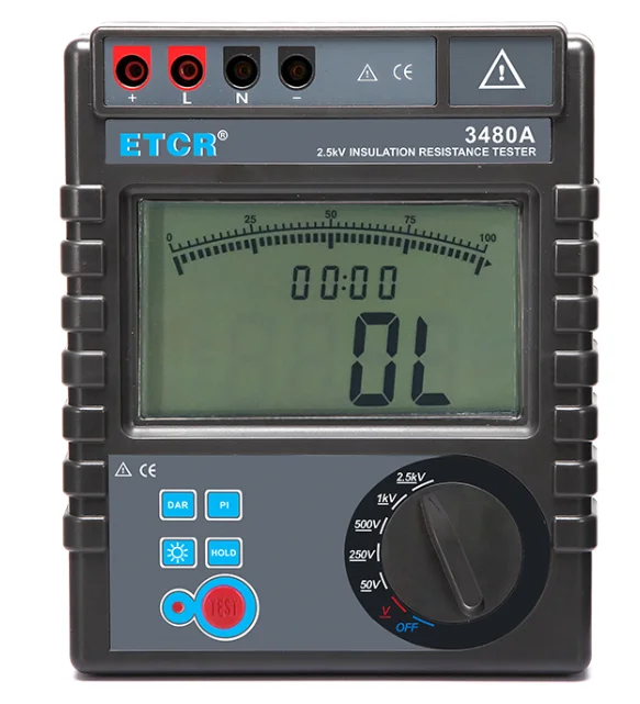 ETCR3480B 5000V, 0.1Mo~400Go, AC 0V-750V Insulation Resistance Tester