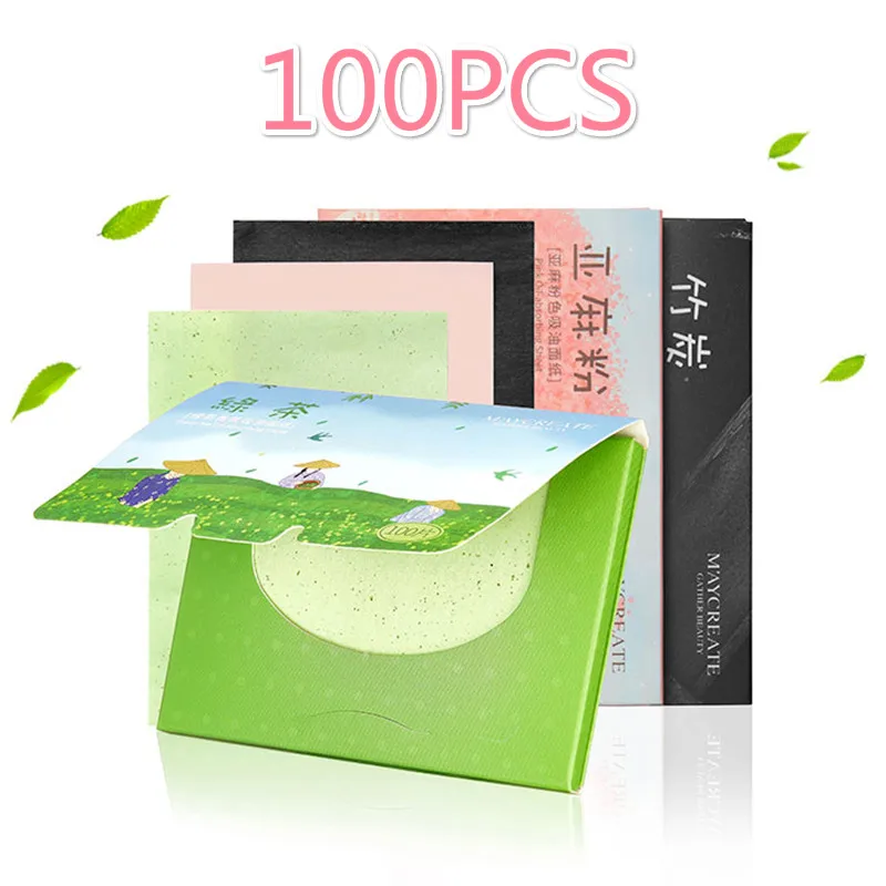 100PCS Oil Blotting Paper Facial Cleansing Oil Control Absorbing Tissues Straight For Handy Face Blotting Sheets Men Women TSLM1