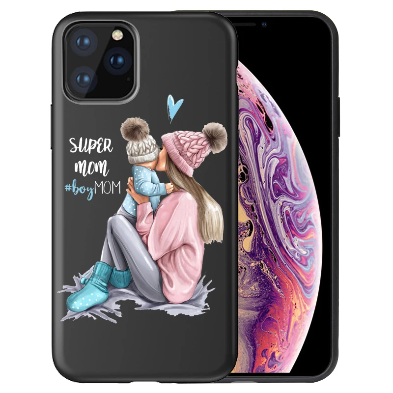 01 Чехол для телефона iphone 11 Super Dad Mom baby girl Fashion family Coque для iphone 11 Pro Max 8 7 X XS Max XR 6 7 8 Plus 5s Etui - Цвет: 01