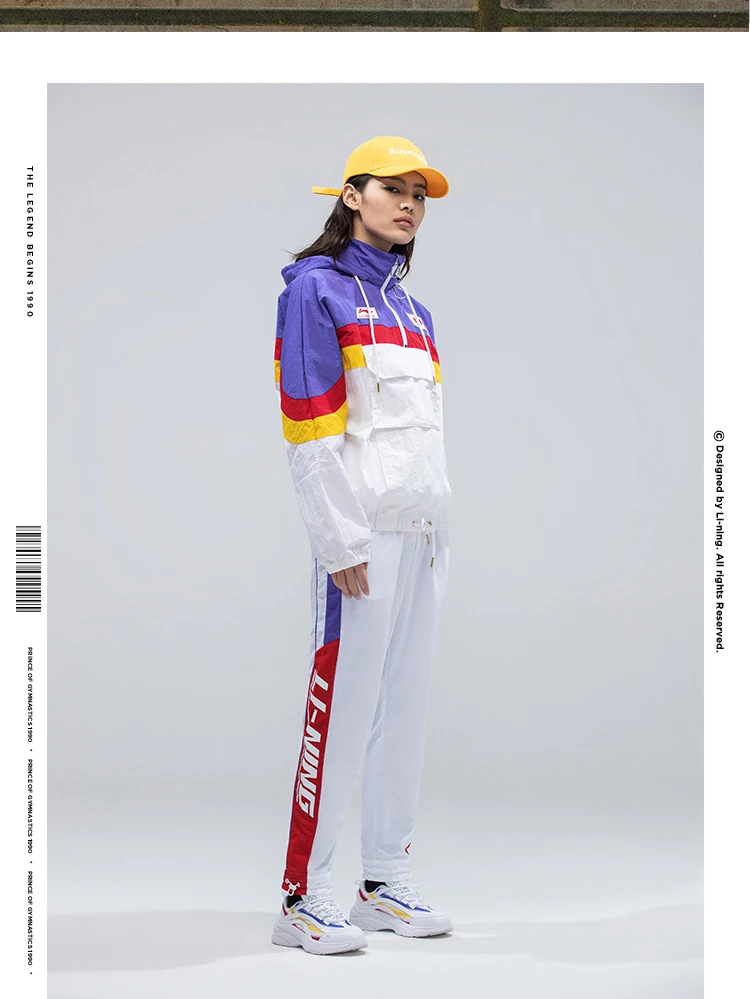 Li-Ning унисекс тренд Китай Windbreakers ветровки свободный крой нейлон подкладка спортивные куртки комфорт ретро пальто AFDP157 MWF402