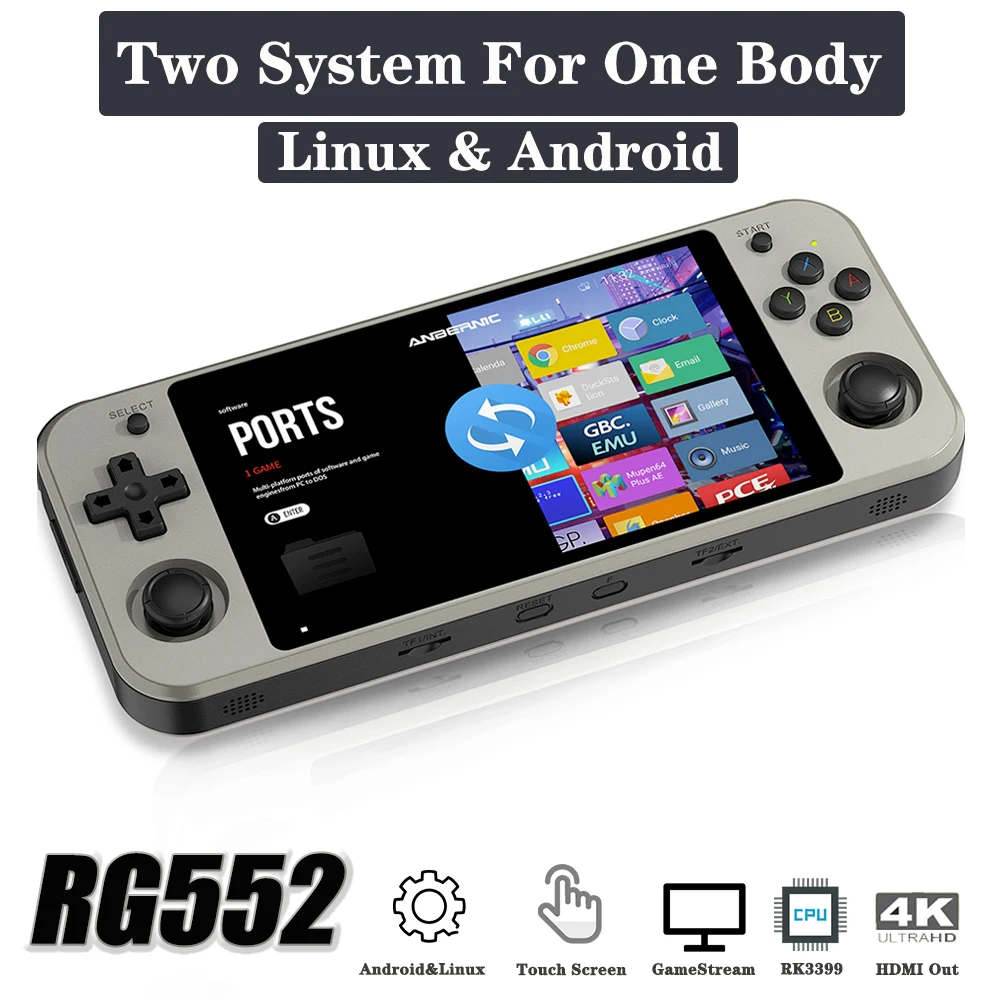 Anbernic consola portátil RG552, videoconsola Retro con pantalla táctil