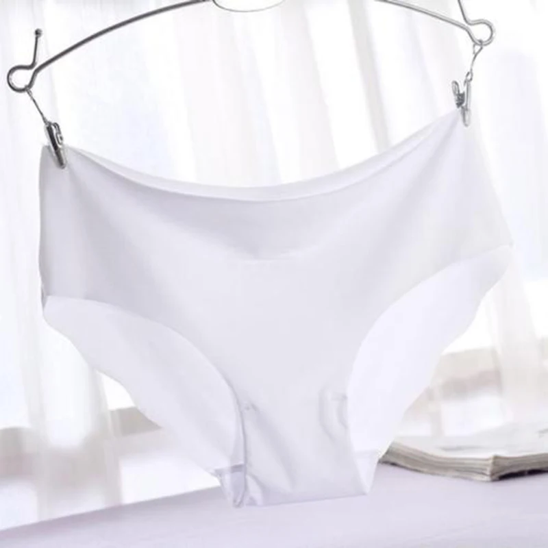 Белый Solid Women Invisible Seamless Soft Thong Lingerie Briefs Hipster Underwear Panties - Цвет: Белый