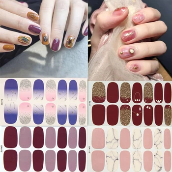 

7 Sheets Glitter Nail Art Polish Warps Stickers Pre Designed Colorful DIY Self Adhesive Nail Strips Tips Manicure Kits DA Series