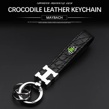 

Dedicated to Maybach key ring S-class S680 S560 S450 one-key start crocodile leather badge key chain car logo metal keychain