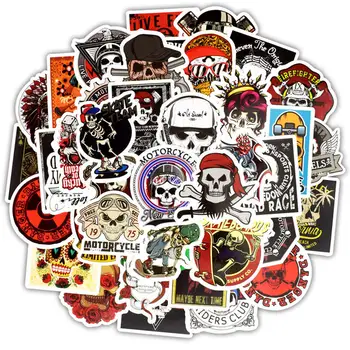 

50Pcs Skeleton Punk Stickers Waterproof PVC Cool Skull Pirate Compute Stickers Vinyl Laptop Skin Graffiti Decal Stickers For Mac