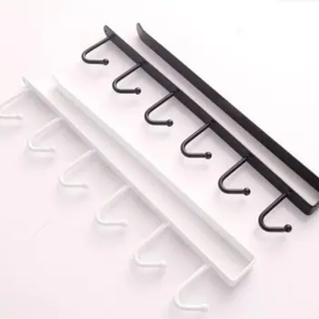

6 Hooks Cup Holder Hang Kitchen Cabinet Under Shelf Storage Rack Organiser Hook Drop Shipping