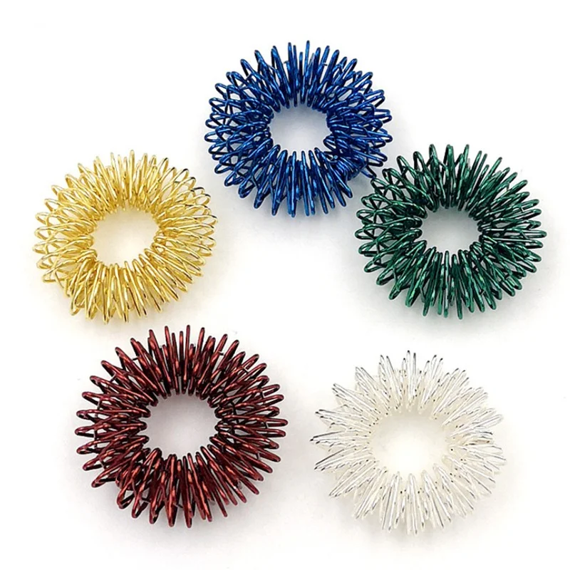 10pcs/Set Stainless Steel Finger Massage Ring Acupuncture Ring Therapy Relax Hand Blood Circulation Pain Relief Health Care