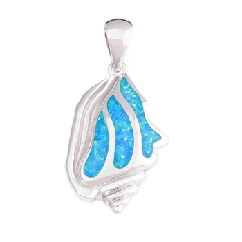 

CiNily Created Blue Fire Opal Shell Silver Plated Wholesalel Hot Sell Fashion For Women Jewelry Gift Pendant 31mm OD7054