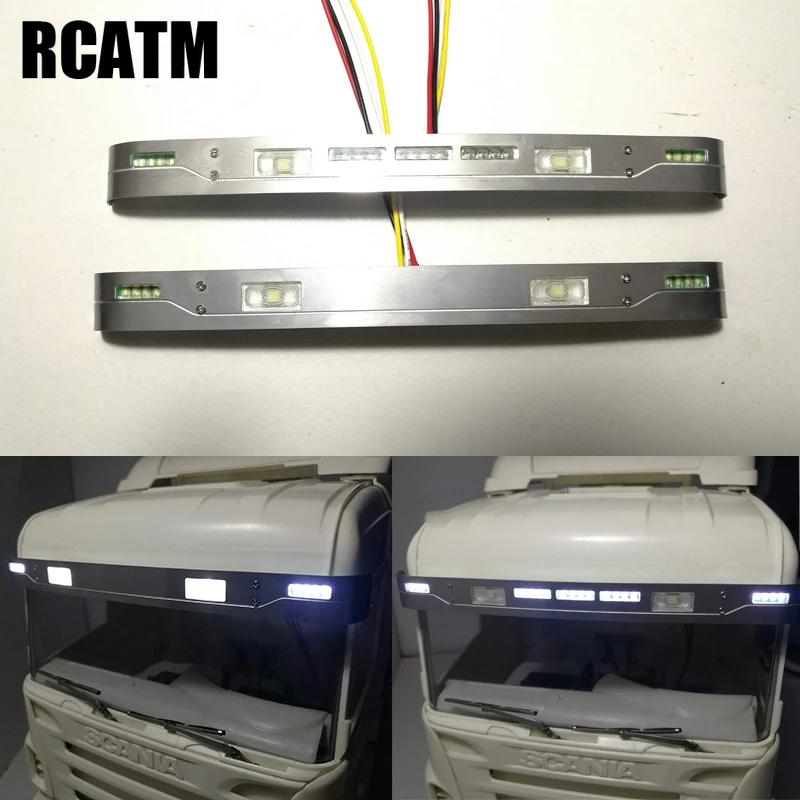 High Quality Metal Front Sun Visor LED Lights Tamiya 1/14 Scania R620
