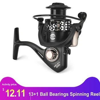 

13+1 Ball Bearings Spinning Reel 1000-6000 Series Lightweight Hollow Carp Fishing Reel Metal Coil Boat Rock Fishing Wheel