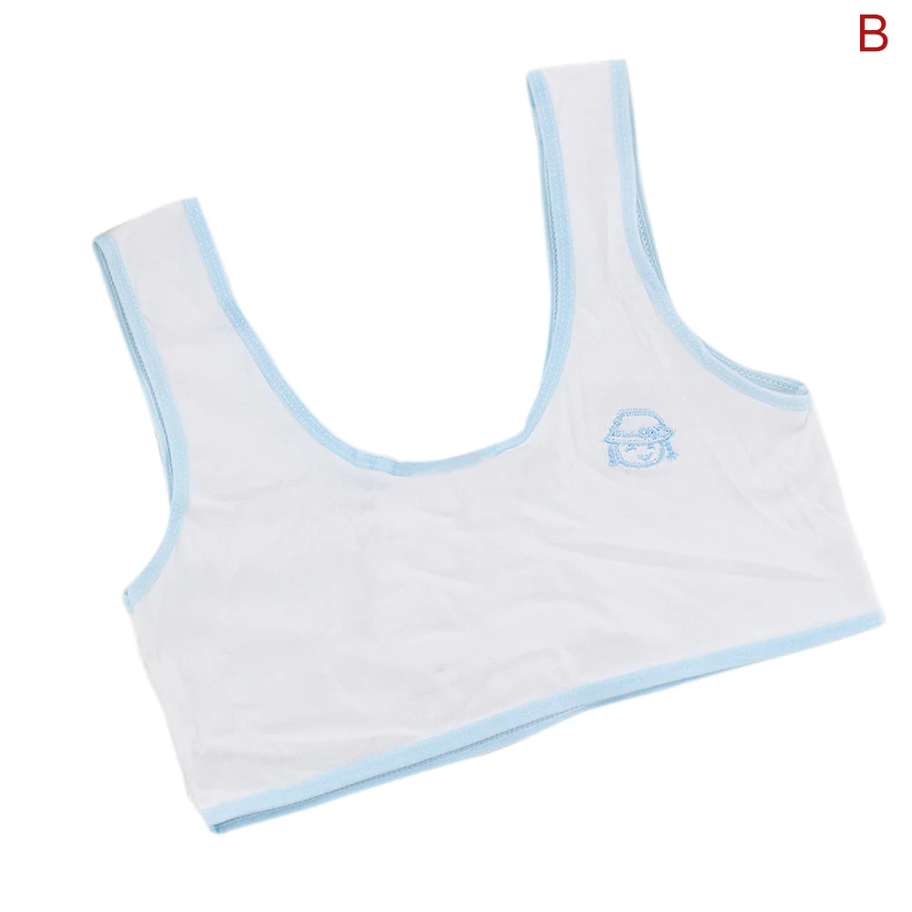 light blue B Высококачественное нижнее белье для девочек; дышащий хлопковый бюстгальтер на бретельках с принтом для девочек - Цвет: light blue B