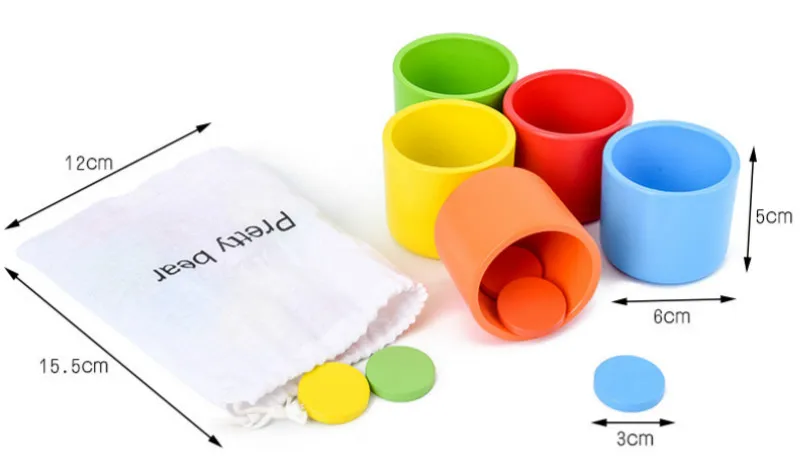 Деревянные игрушки Монтессори обучающая игрушка цвет познание классификация соответствия чашки Дети Ранние развивающие игрушки для детей