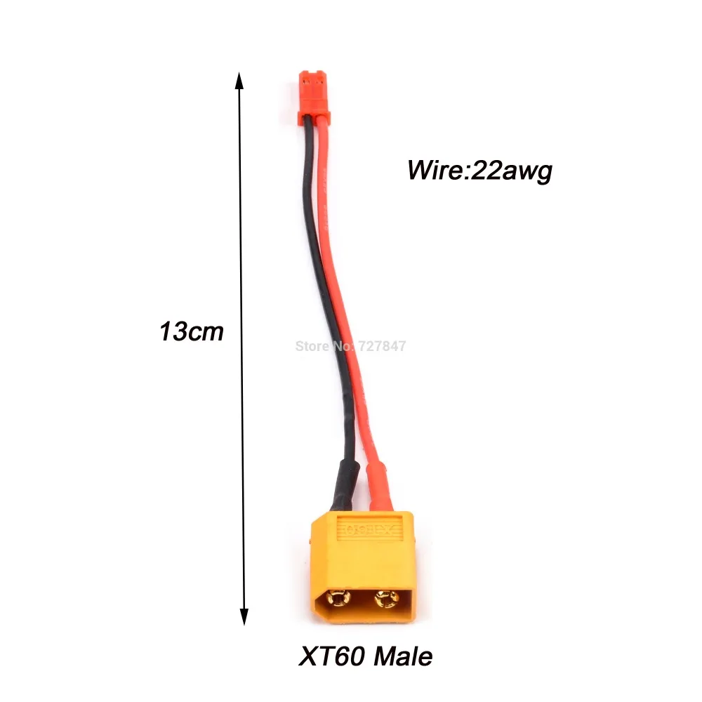 22AWG XT30U XT60 XT60H t-штекер мужской/женский разъем для JST штекер зарядное устройство адаптер LiPo батарея модель зарядки конвертер - Цвет: XT60 Male to JST