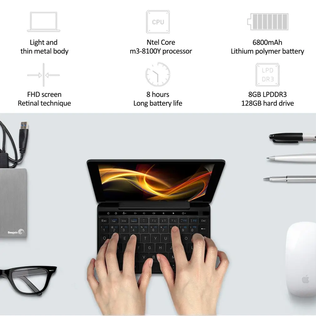 GPD 7 "Карманный 2 8G + 128G сенсорный экран ips экран ноутбук компьютер