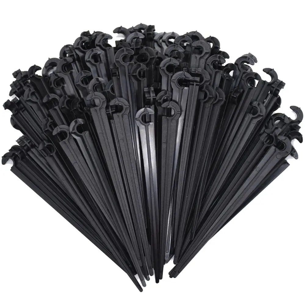 50PCS Garden Dripper Durable 1/4" C-type Hook Fixed Stem Support Holder Stakes for 4/7mm Hose Drip Irrigation Fitting Watering Dripper Emitter garden dripper