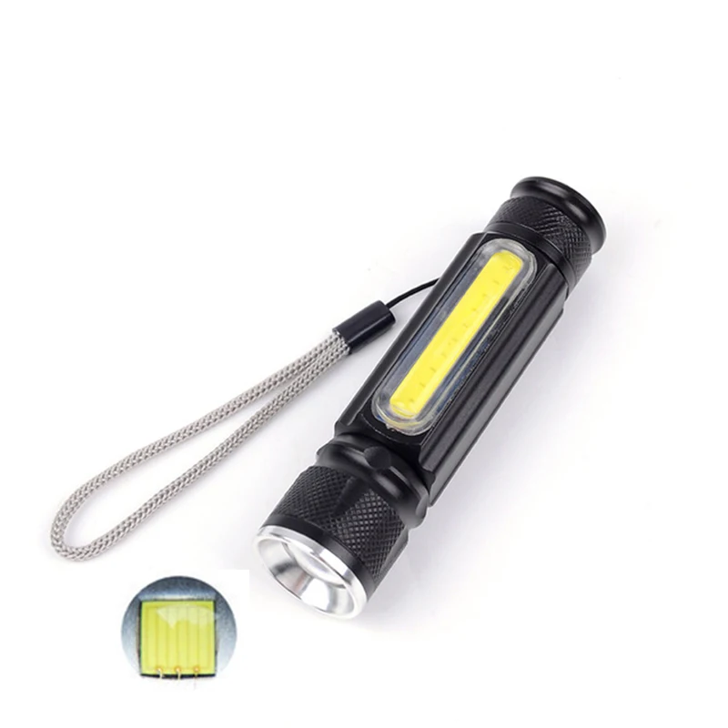 

New Multifunctional Led Flashlight Usb Rechargeable Battery Powerful Torch Side Cob Light Design Flashlight Tail Magnet Work Lig