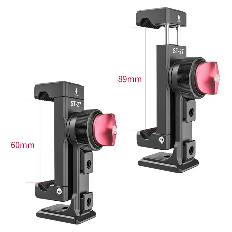 Ulanzi ST-27 Metal Vertical Shooting Phone Mount Holder Clip with Cold Shoe for Rode Wireless Go Microphone Video Light Vlog