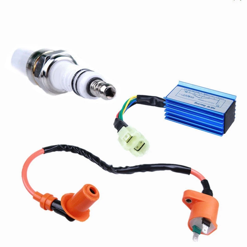 Характеристики гоночный CDI + катушка зажигания Свеча Gy6 50/125/150cc Скутер ATV |