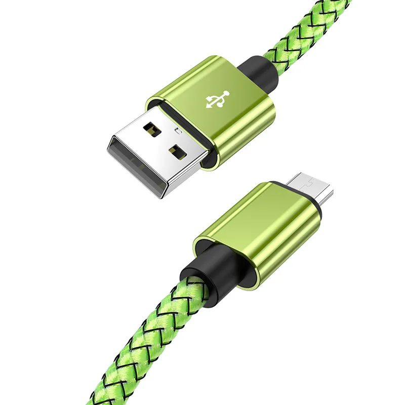 1 м Micro USB быстрая зарядка кабель Microusb для huawei samsung S7 Xiaomi Redmi Note 5 Pro Android мобильный телефон зарядное устройство Шнур данных - Цвет: Зеленый
