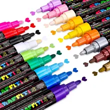 Marqueur Métallique Permanent non Toxique 12/18 Couleurs au Choix, pour Peinture, Stylo à Pointe Extra Fine de 0,7 mm, Bricolage