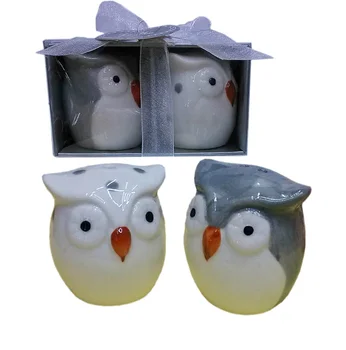 

60sets/lot Unique Owl Ceramic Salt and Pepper Shakers Wedding Return Gifts Party Festive Supplies
