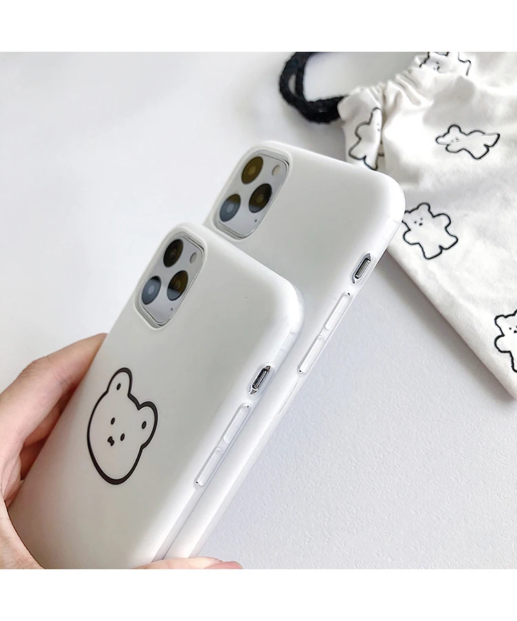 Простой Чехол для мобильного телефона с белым медведем для iPhone 11 Pro Max, силиконовый защитный чехол для iPhone X XR XS Max, мягкий чехол