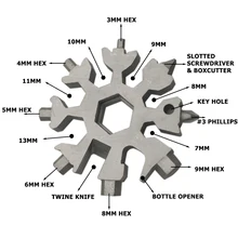 Aliexpress - Multifunctional 18 In 1 Snowflake Multi Pocket Tool Multitool Keychain Ring Spanner Hex Wrench Camp Survive Outdoor Hike Tools